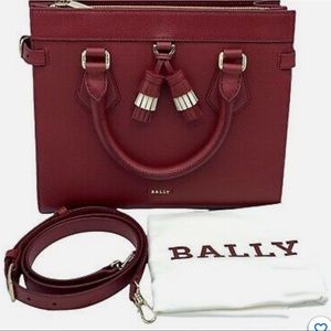 NWT Bally satchel taby crossbody red calf embossed